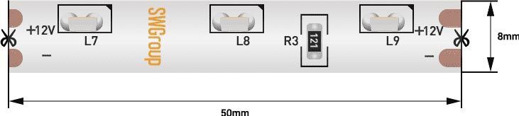 Светодиодная влагозащищенная лента SWG 4,8W/m 60LED/m 315SMD теплый белый 5M 002202