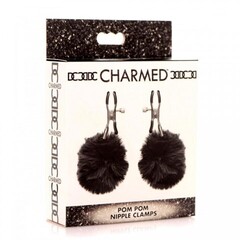 Зажимы для сосков Charmed Pom Pom Nipple Clamp, черный, 11.4 см