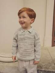 Поло с длинным рукавом вязаное для мальчика Next K82-692, Светло-серый