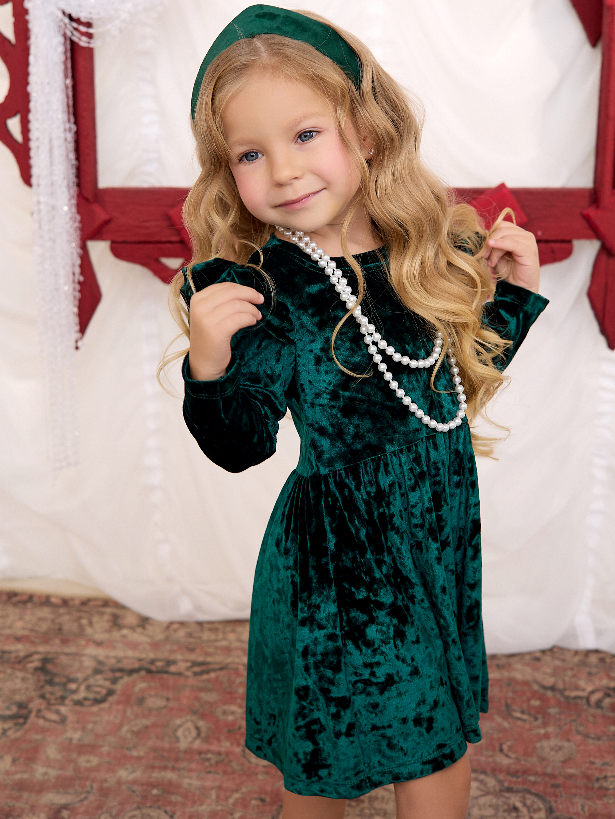 Платье Фея бархат изумруд