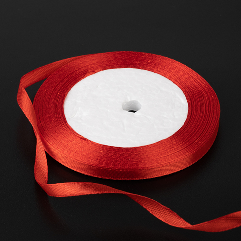 Лента атласная Красная (26), 6 мм, 25 метров