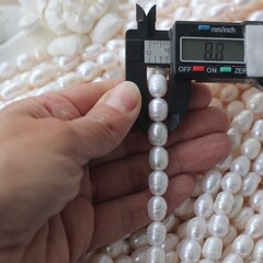 Жемчуг натуральный речной, рис, 8,1-16,6 мм, 1 нить, Ж030