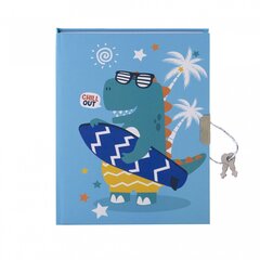 
          Записная книжка в футляре 21,0 см * 21,0 см , 7БЦ, Alingar, ламинация, ручка, замочек, 45 л., клетка, "Веселый дино", голубой