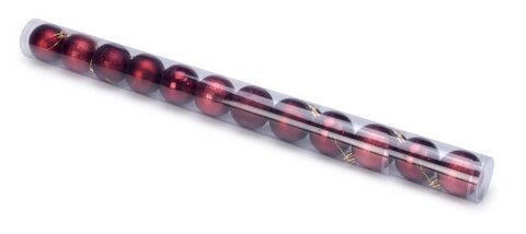 Набор шаров 5см 12шар 1цв, однотонные, глянец/искра, в тубусе БОРДОВЫЙ