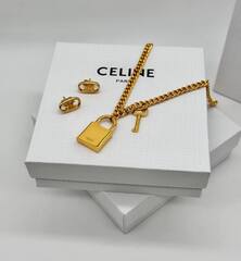 Колье цепочка CELINE с подвеской замок + ключ