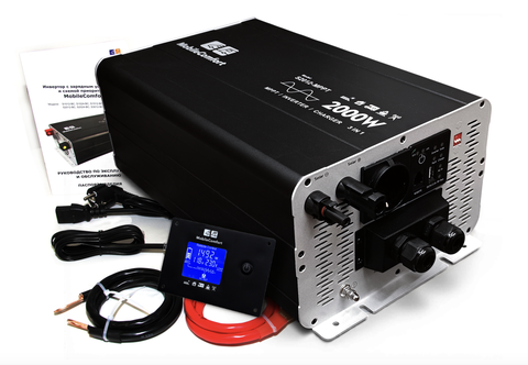 Инвертор с зарядным устройством MobileComfort S2012-MPPT, чистый синус, 2000Вт, 12В, 40А , от солнечных панелей