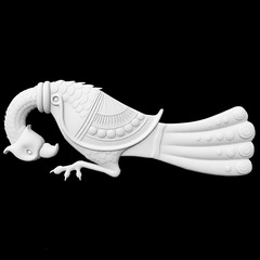 Силиконовый молд № 359 Винтажная птица большая левая