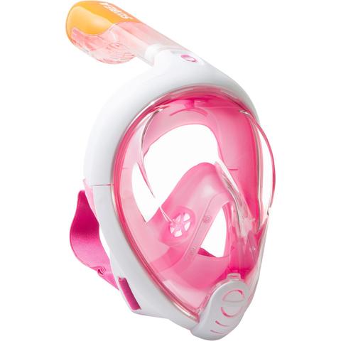 Полнолицевая маска для подводного плавания (снорклинга) Free Breath с креплением для экшн камеры (розовая)