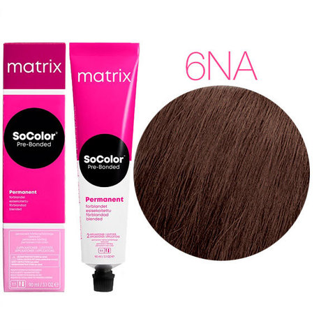 Matrix Socolor Pre-Bonded 6NA темный блондин натуральный пепельный, стойкая крем-краска для волос с бондером