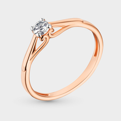 Помолвочное кольцо женское из розового золота 585 пробы с фианитами (арт. 004921-1102)