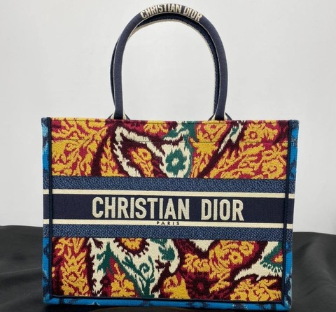 Сумка Dior Book Tote, модель среднего формата синий/желтый