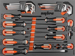 Ombra OMT29STE Набор отверток стержневых ROUND GRIP и торцевых ключей в EVA ложементе 280х375 мм, 29 предметов 56130