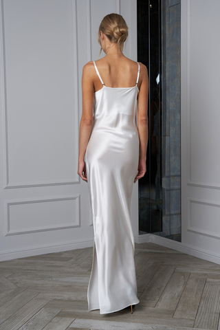 Шелковое белое платье - комбинация
