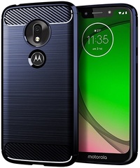 Чехол для Motorola Moto G7 Play цвет Blue (синий), серия Carbon от Caseport