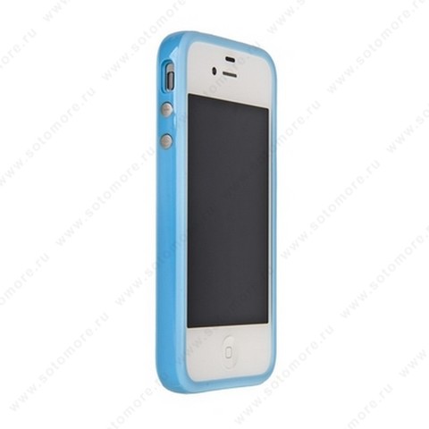 Бампер для Apple iPhone 4s/ 4 Bumper, цветное яблоко на упаковке, голубой