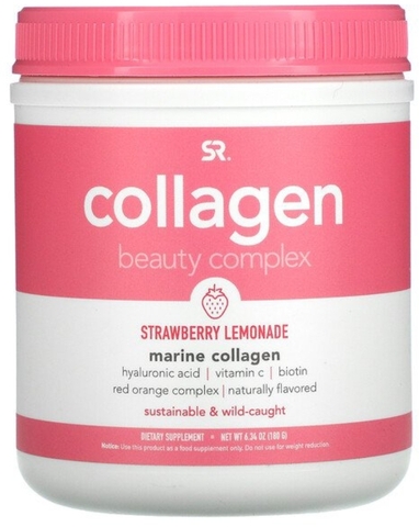 SR, комплекс Collagen Beauty, морской коллаген, клубничный лимонад, 180 г (6,34 унций)