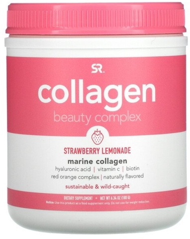 SR, комплекс Collagen Beauty, морской коллаген, клубничный лимонад, 180 г (6,34 унций)