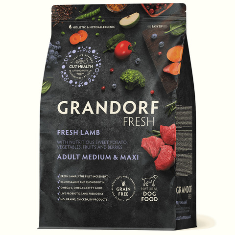 Grandorf Fresh Dog Adult сухой корм для собак средних и крупных пород (ягненок) 10 кг