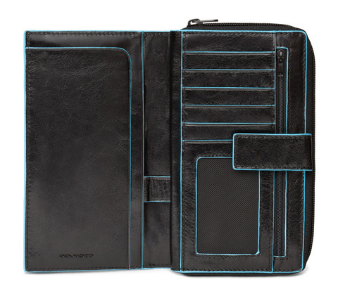 Кошелек женский Piquadro Blue Square, чёрный, кожа натуральная (PD1354B2R/N)