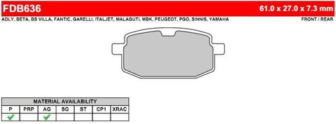 FDB636EF Тормозные колодки дисковые MOTO, блистер 2 шт