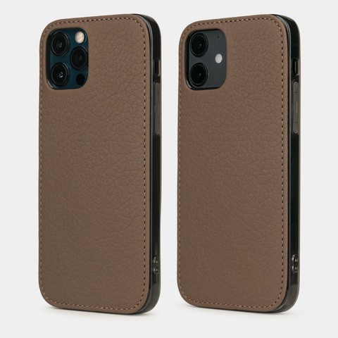 Накладка для iPhone 12/12Pro из кожи теленка, цвета кофе