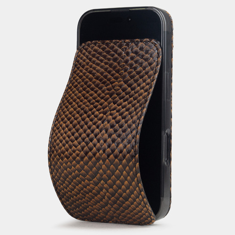 Чехол для iPhone 16 Pro из кожи лосося, черно-оранжевый градиент