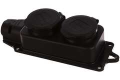 Колодка UNIVersal  2 розетки однофазная с заглушками с заземляющими контактами (каучук) 1027