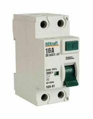 14053 Выключ.диф.тока 2п 16A-030 УЗО DEKraft