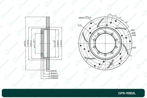 Диск тормозной перфорированный вентилируемый G-brake GFR-11002L левый