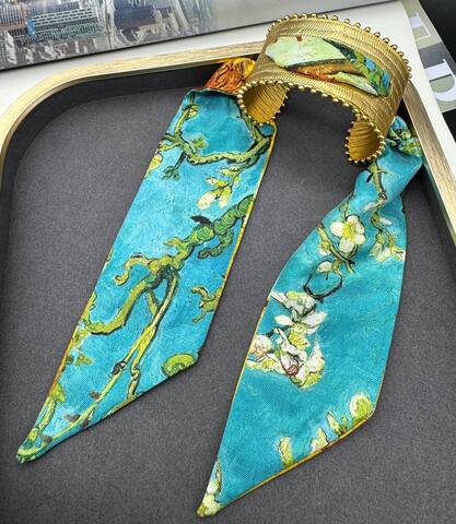 53344 - Браслет широкий в стиле Schiaparelli с ленточкой твилли