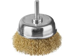 ЗУБР d 75 мм, витая латунированная, стальная 0.3 мм, чашечная щетка для дрели, Профессионал (3525-075)
