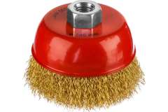 MIRAX 100 мм, витая стальная латунированная проволока 0.3 мм, чашечная щетка-крацовка для УШМ (35142-100)