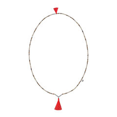 Подвеска из серого агата с красными кистями