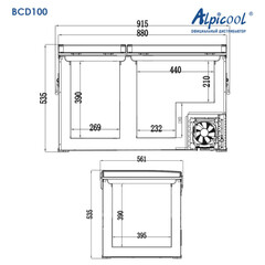 Компрессорный автохолодильник Alpicool BCD100 (Двухкамерный, 12V/24V/220V, 100л)