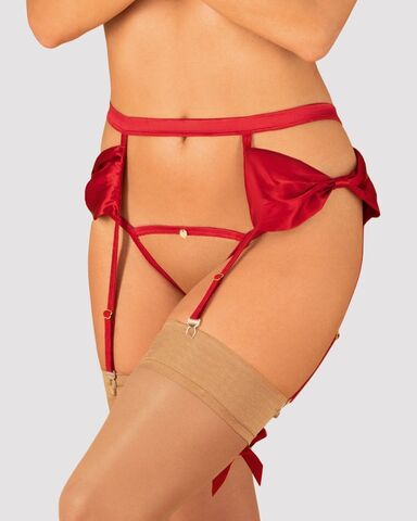 Соблазнительный пояс-трусики Rubinesa с бантиками - Obsessive Spicy Rubinesa garter belt