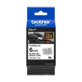 Плёнка для наклеек эластичная Brother TZE-FX211 чёрный шрифт на белой основе, 6мм*8м