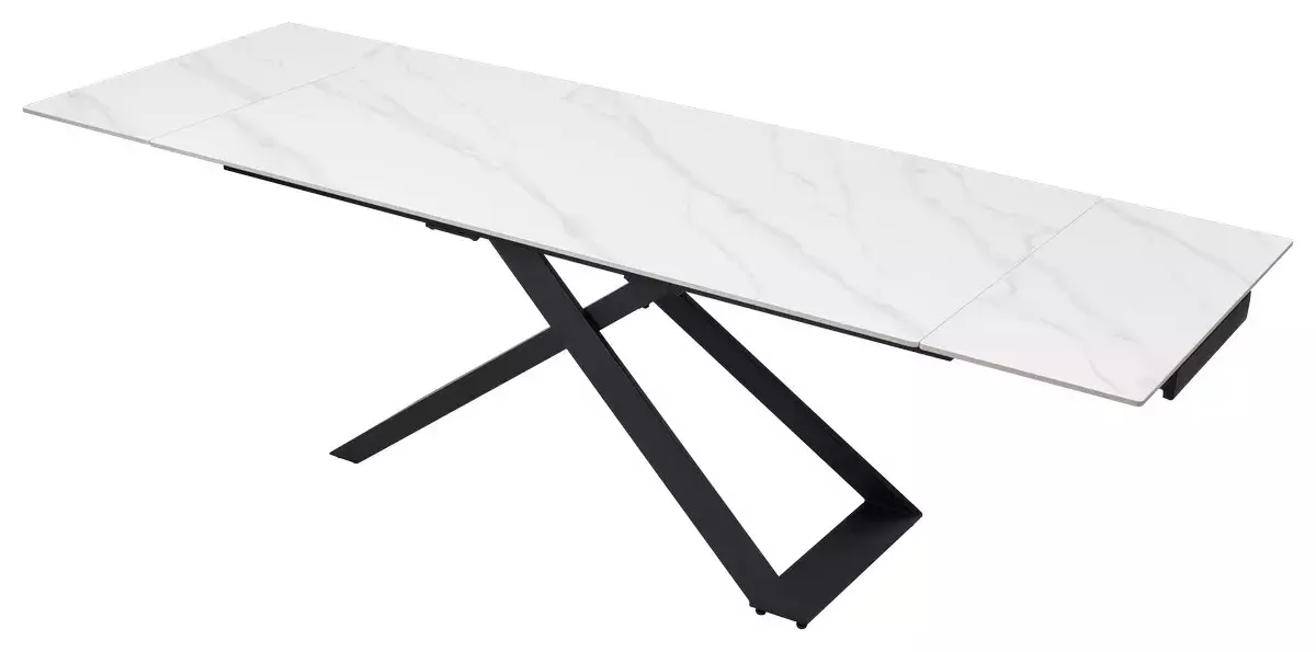 Стол LIVORNO 180 MATT WHITE MARBLE SOLID CERAMIC / BLACK, DISAUR