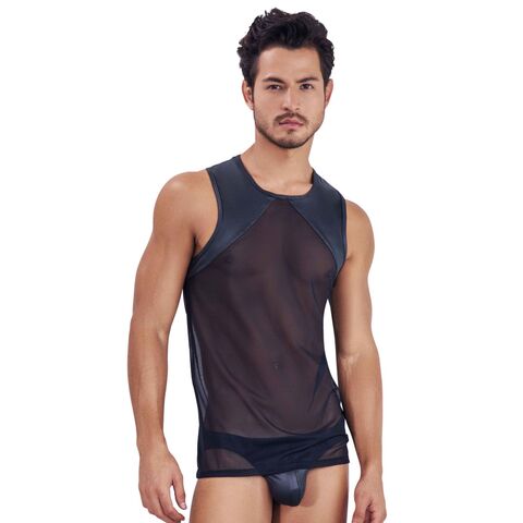 Черная прозрачная мужская майка Audacy Tank Top - Clever Masculine Underwear 142011