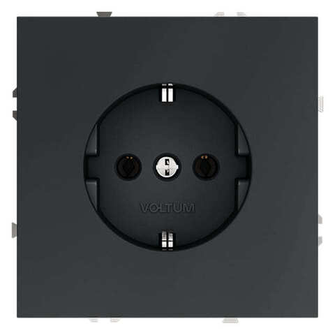 Розетка электрическая 2К+З 16А с заземлением. Цвет Графит. MAYTONI. VOLTUM S70. VLS040107