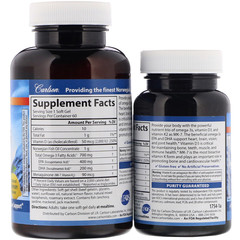 Carlson Labs, Elite Omega-3 Plus D &amp; K, с натуральным вкусом лимона, 60 + 30 бонусных мягких капсул