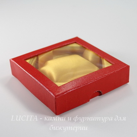 Подарочная коробочка (цвет - красный), 89х89х21 мм