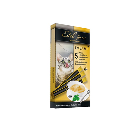 Лакомство Edel for cat крем-суп с птицей и печенью, для кошек, 75 г (5 шт в упаковке)