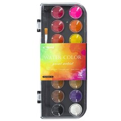 
          Акварель Yalong меловая, 16 цветов, неоновая, с кистью, пластиковая упаковка, "Color"