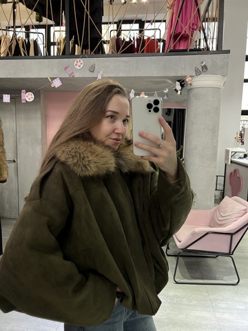 Парка замшевая зеленый