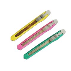 
          Нож канцелярский Alingar, 9 мм, с фиксацией лезвия, пластик корпус, ассорти (жёлтый, розовый, зелёный), пакет с европодвесом