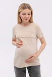 Футболка для беременных и кормящих 18072 бежевый