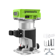 Фрезер аккумуляторный Greenworks G24RO 24V, без АКБ и ЗУ