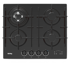 Газовая стеклянная варочная панель Korting HGG 6447 ICPTN, 4 конфорки, поворотные переключатели