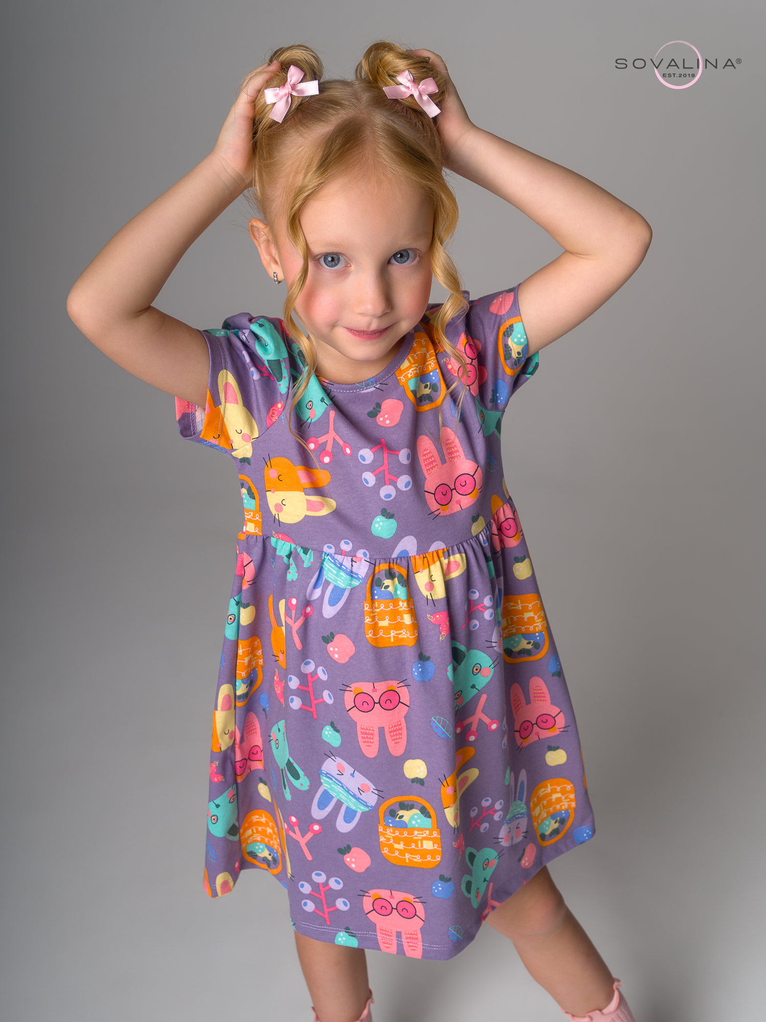Платье Аленка к/р SG черничные зайки