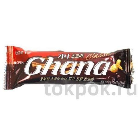 Шоколадный батончик с орехом Гана Lotte Ghana, 50 гр